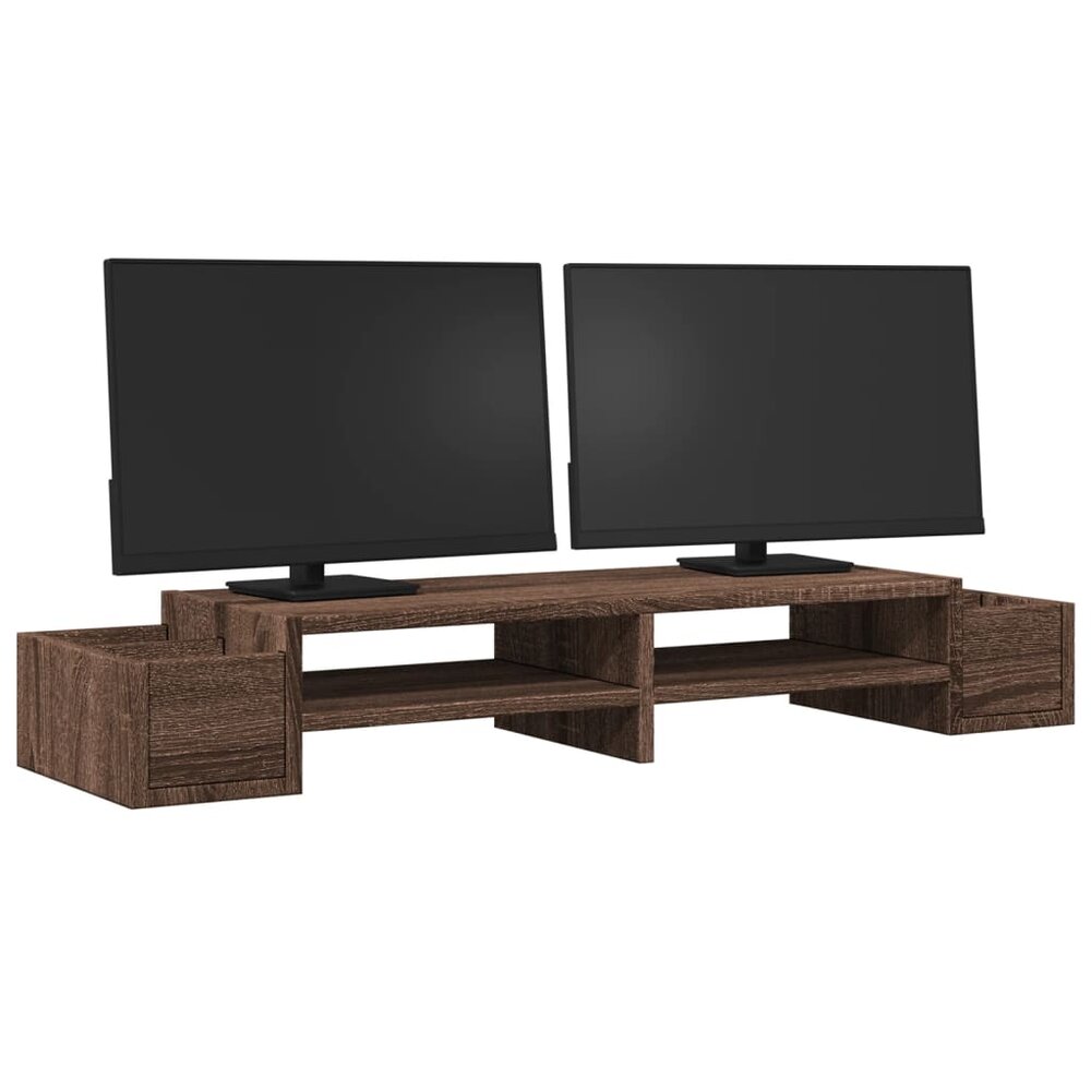 Monitorstandaard met opbergruimte 100x27x15 cm hout bruin eiken