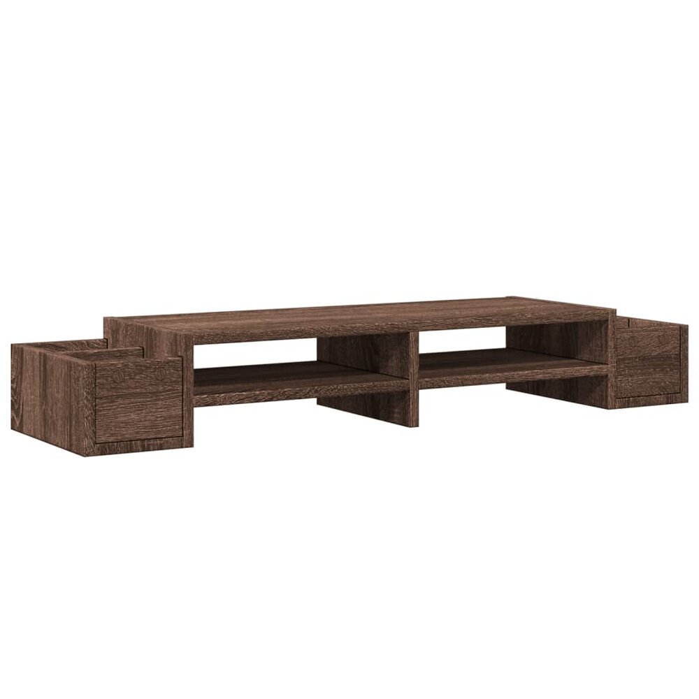 Monitorstandaard met opbergruimte 100x27x15 cm hout bruin eiken