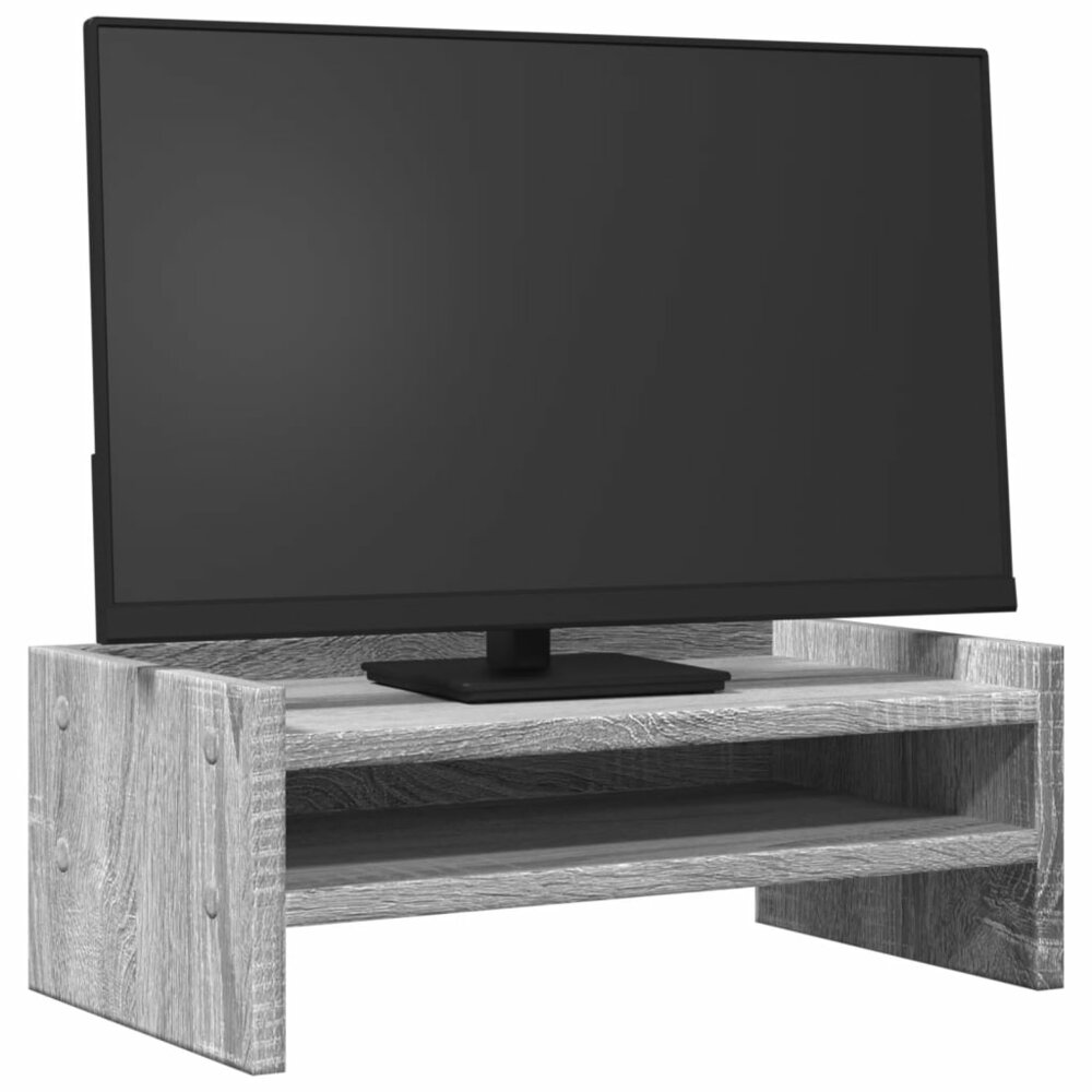 Monitorstandaard 42x24x16 cm bewerkt hout grijs sonoma eiken