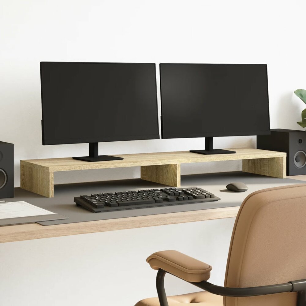 Monitorstandaard 100x27x10 cm bewerkt hout sonoma eikenkleurig