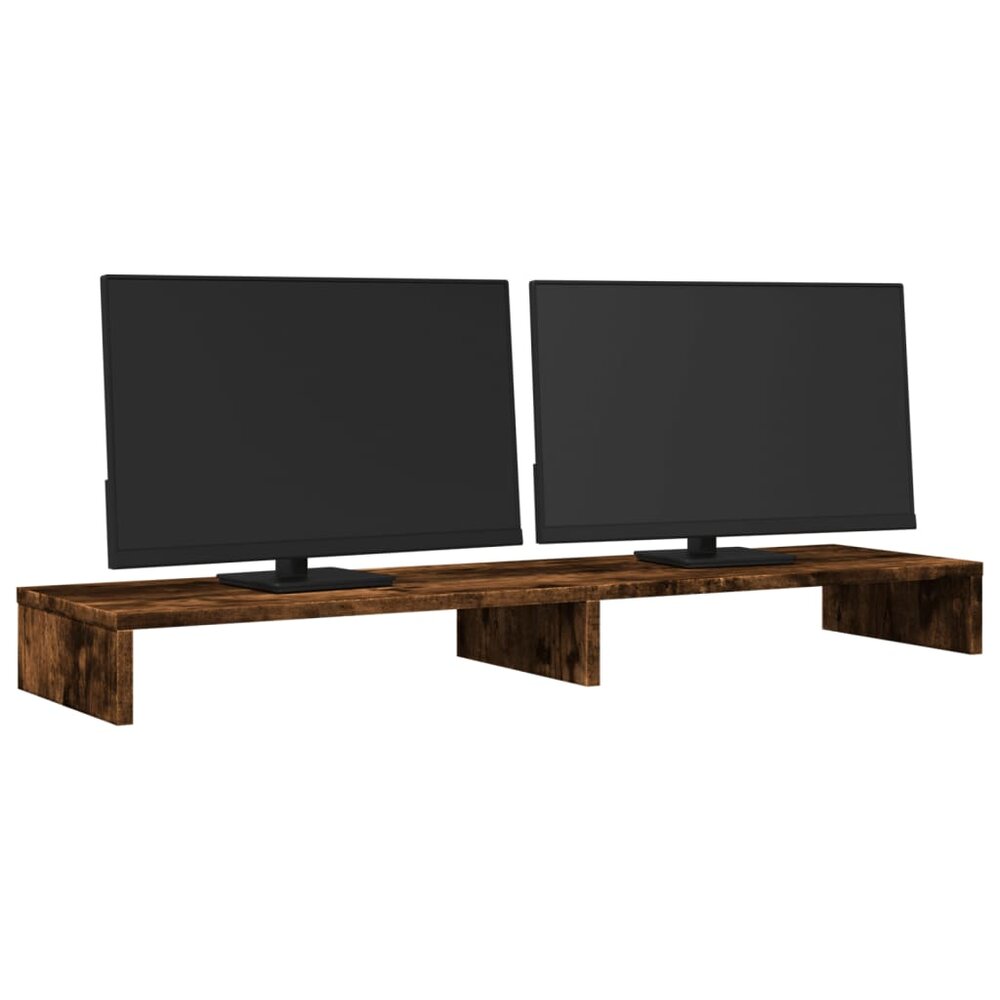 Monitorstandaard 100x27x10 cm bewerkt hout gerookt eikenkleurig