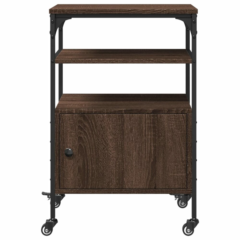 Printerkastje 3-laags 50x40x76 cm bewerkt hout bruin eiken