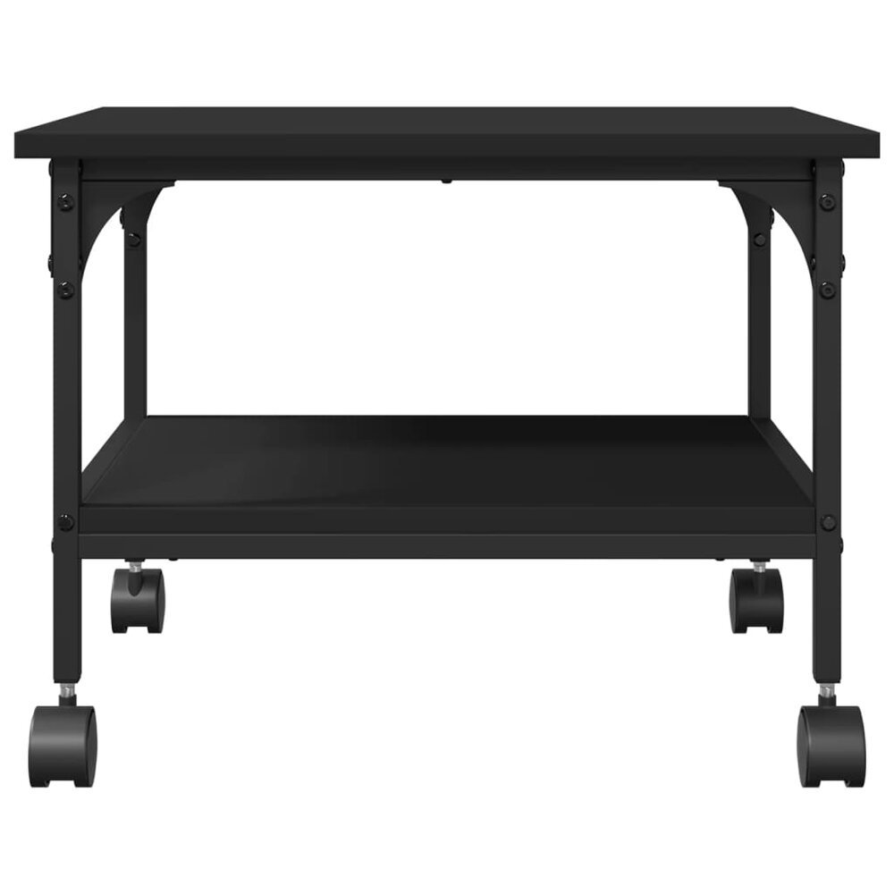 Printerkastje 2-laags 50x40x38 cm bewerkt hout zwart
