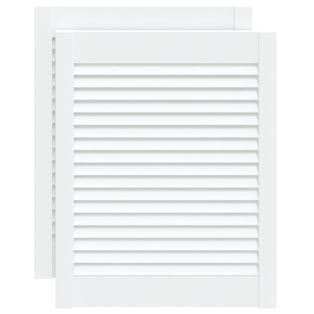 Kastdeuren met lamellen 2 st 61,5x49,4 cm grenenhout wit