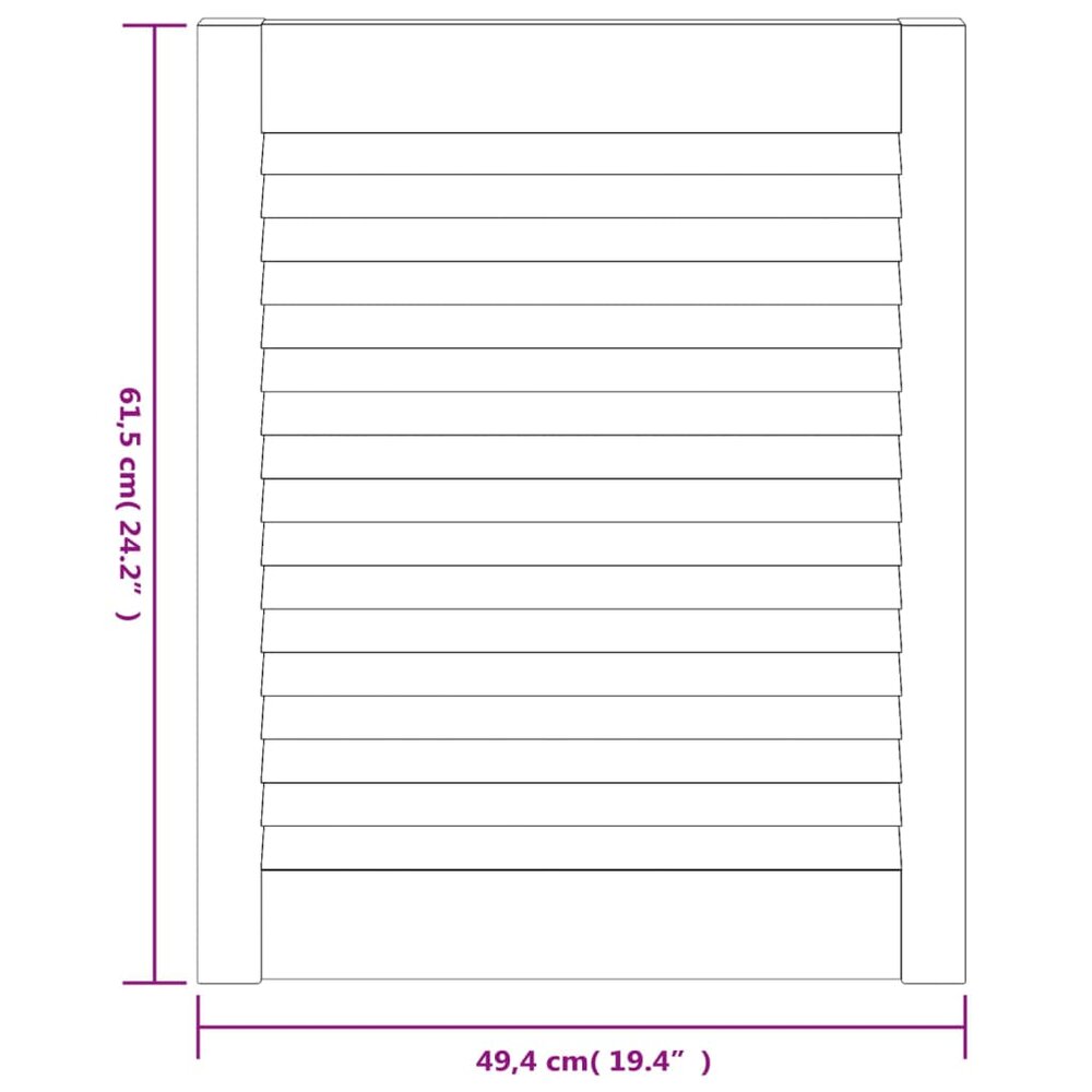 Kastdeuren met lamellen 2 st 61,5x49,4 cm grenenhout wit