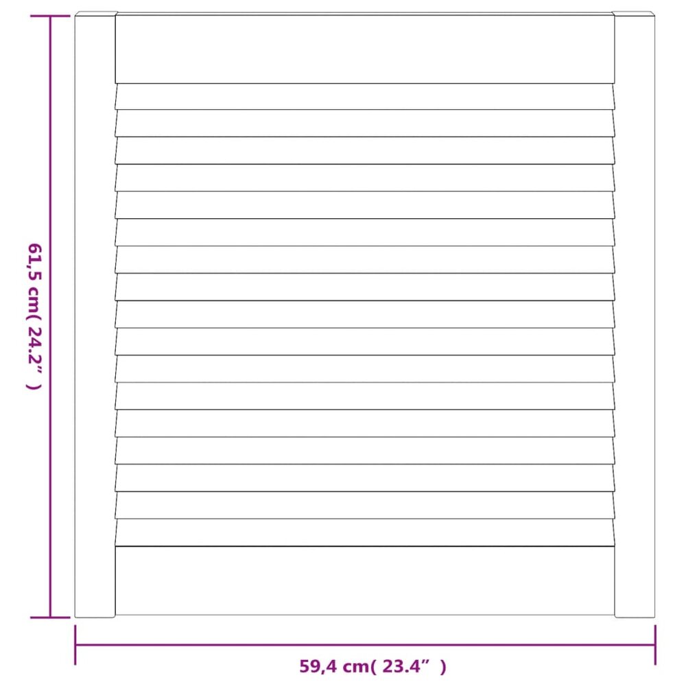 Kastdeuren met lamellen 2 st 61,5x59,4 cm grenenhout wit