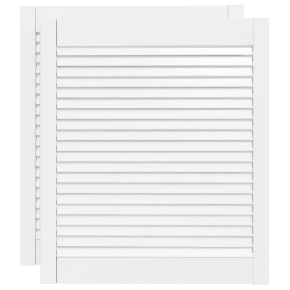 Kastdeuren met lamellen 2 st 69x59,4 cm massief grenenhout wit