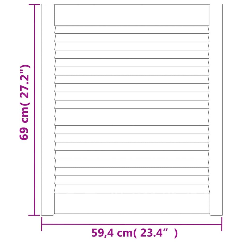 Kastdeuren met lamellen 2 st 69x59,4 cm massief grenenhout wit