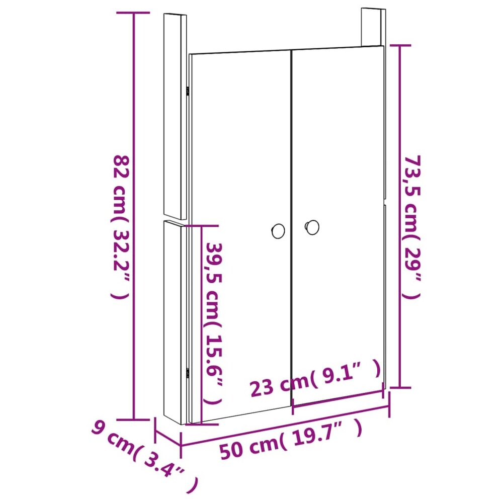 Kastdeurtjes voor buitenkeuken 2 st 50x9x82 cm douglashout