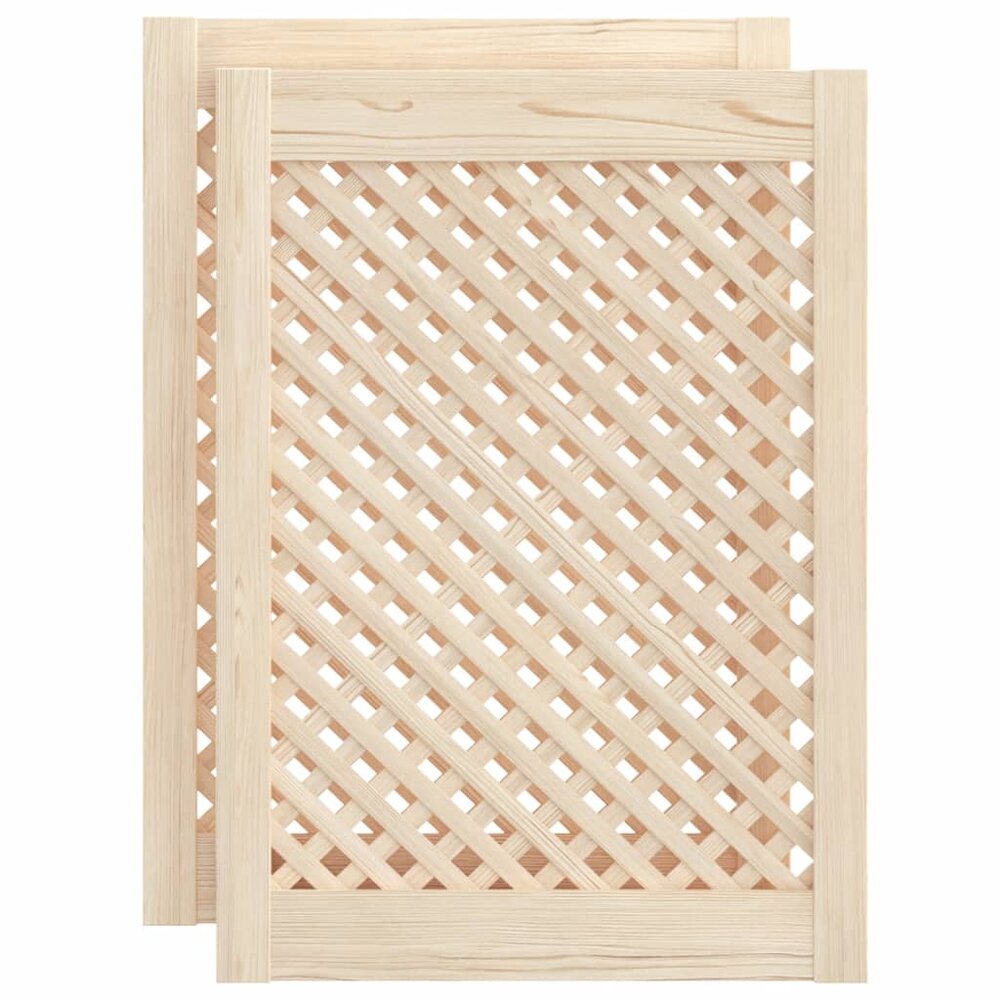 Kastdeuren met latwerk 2 st 49,5x69 cm massief grenenhout