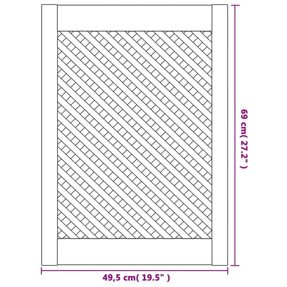 Kastdeuren met latwerk 2 st 49,5x69 cm massief grenenhout