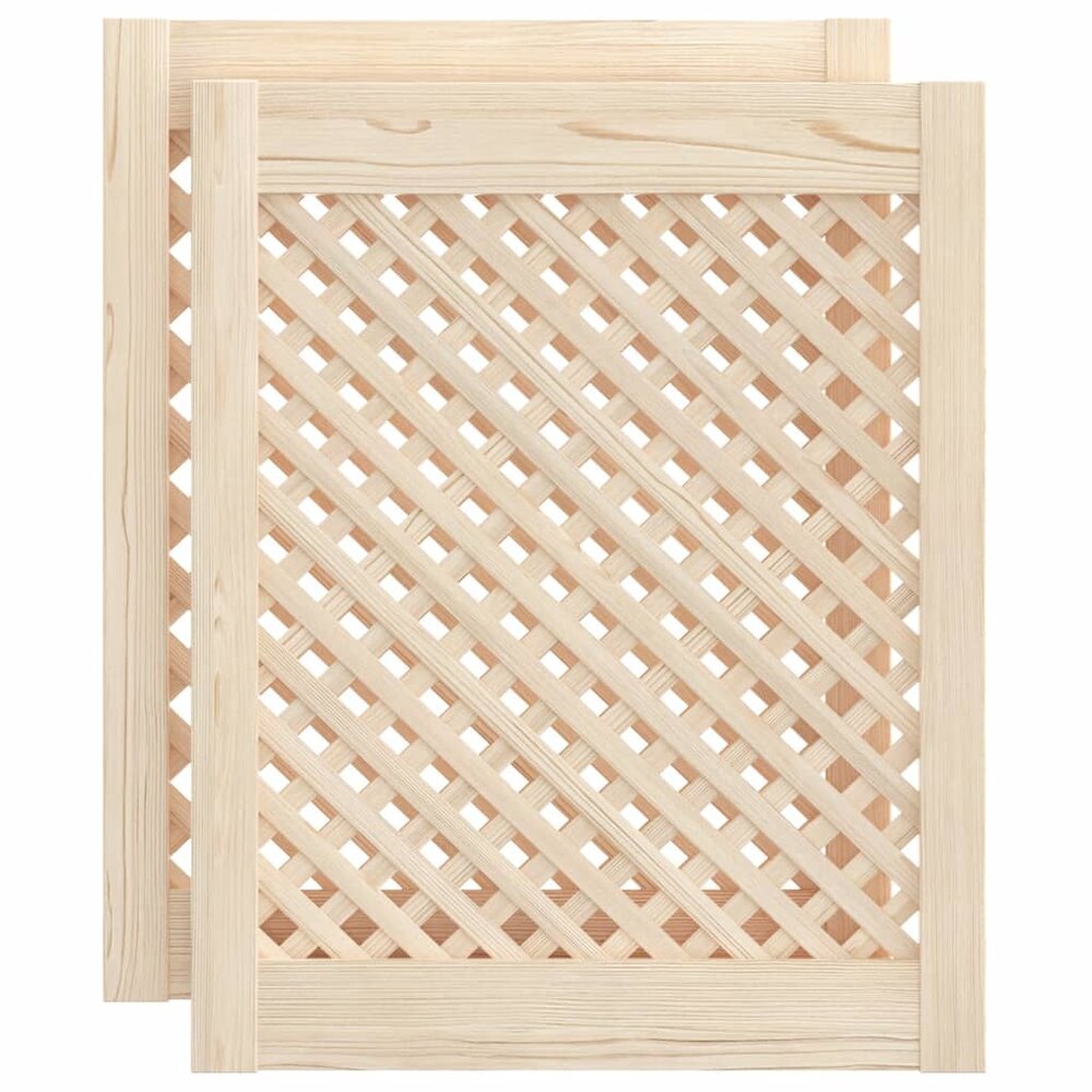 Kastdeuren met latwerk 2 st 49,5x61,5 cm massief grenenhout
