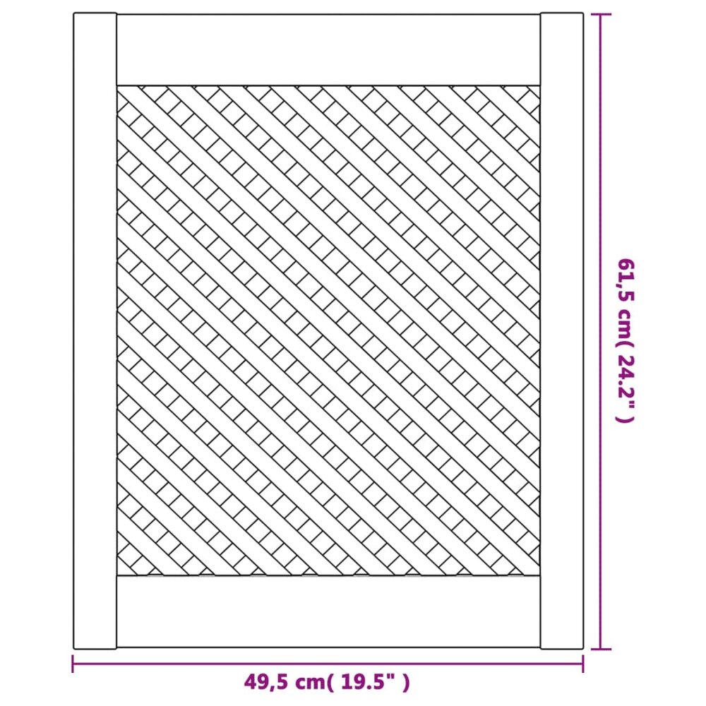 Kastdeuren met latwerk 2 st 49,5x61,5 cm massief grenenhout