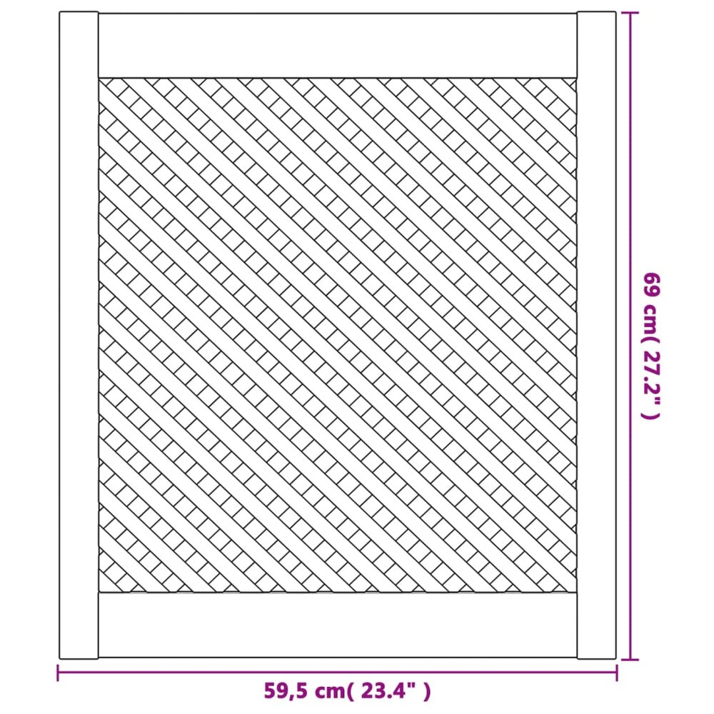 Kastdeuren met latwerk 2 st 59,5x69 cm massief grenenhout