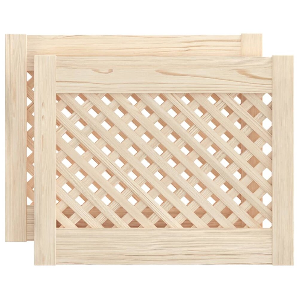 Kastdeuren met latwerk 2 st 49,5x39,5 cm massief grenenhout