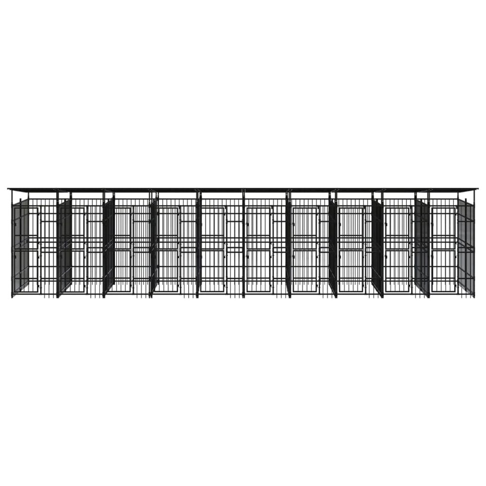 Hondenkennel met dak 18,43 m&sup2; staal