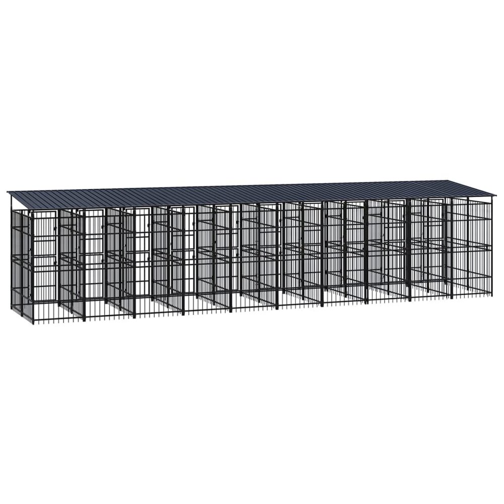 Hondenkennel met dak 18,43 m&sup2; staal