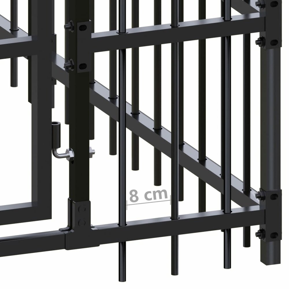 Hondenkennel met dak 18,43 m&sup2; staal