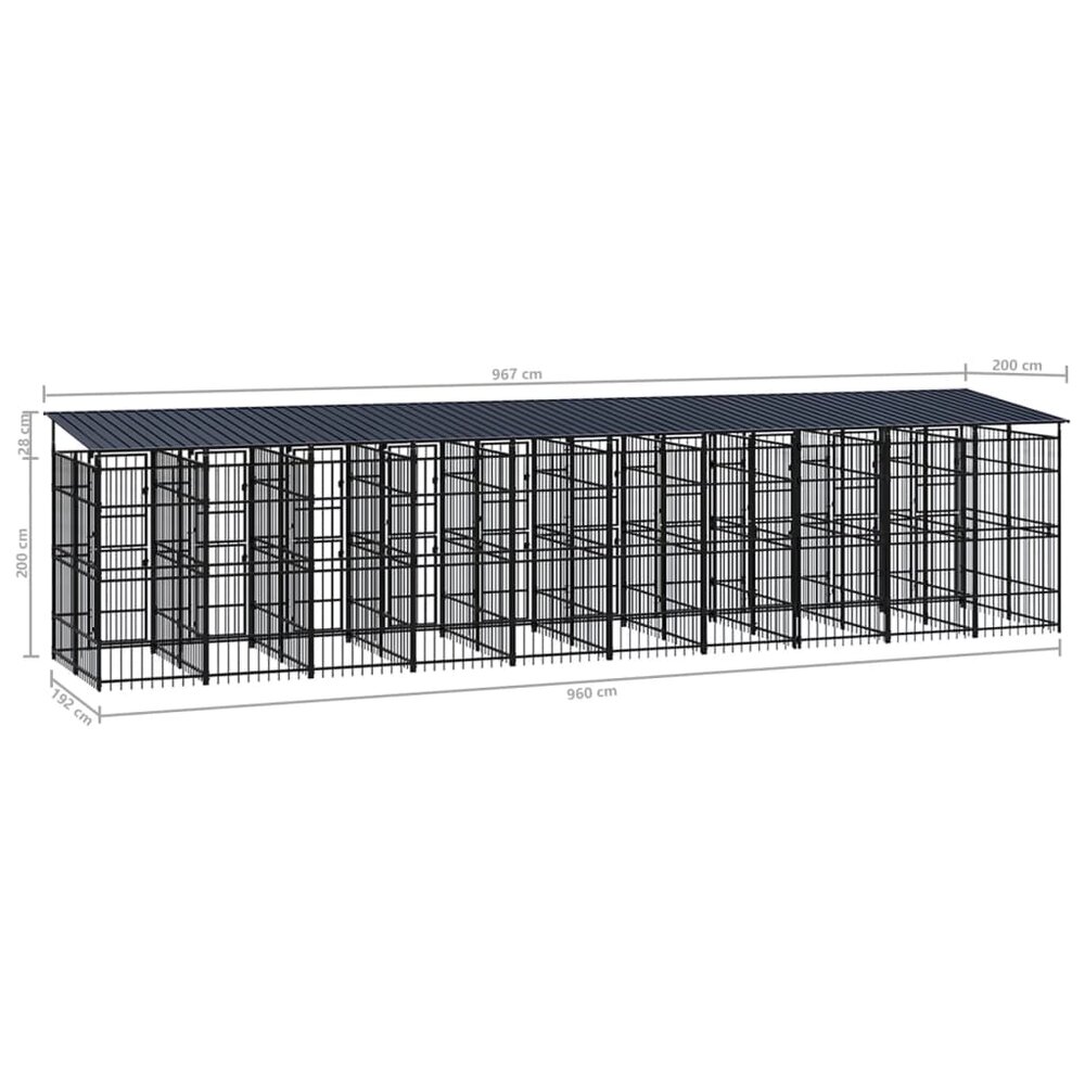Hondenkennel met dak 18,43 m&sup2; staal