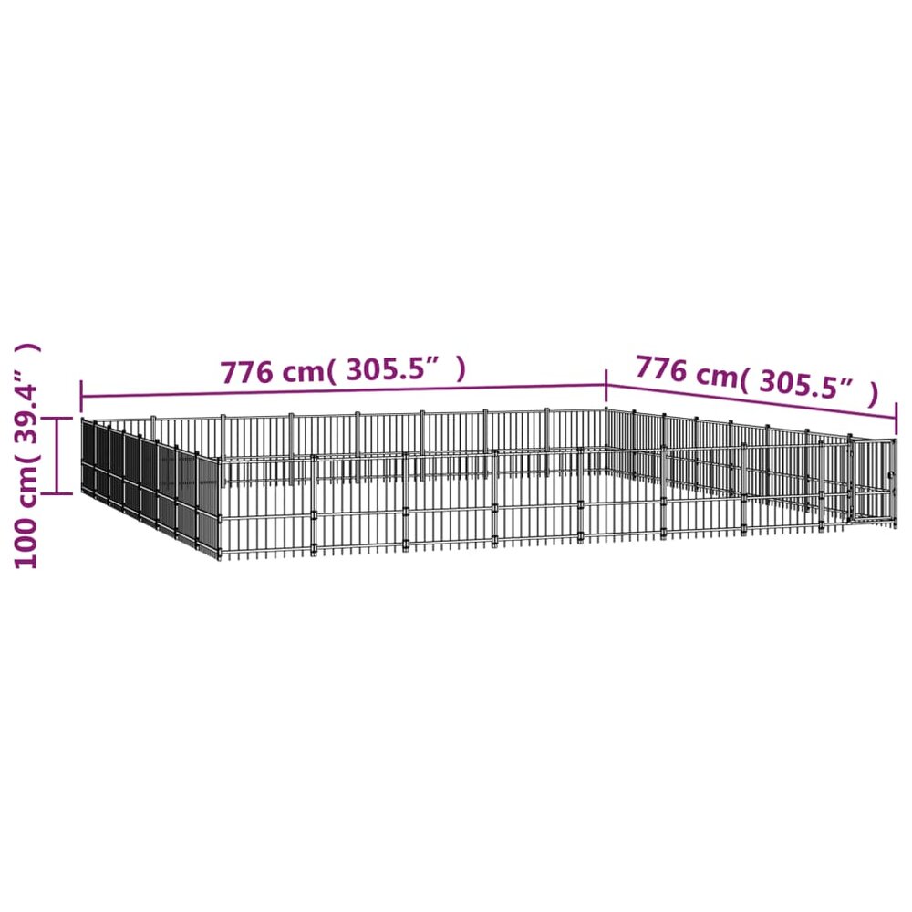 Hondenkennel voor buiten 60,22 m&sup2; staal