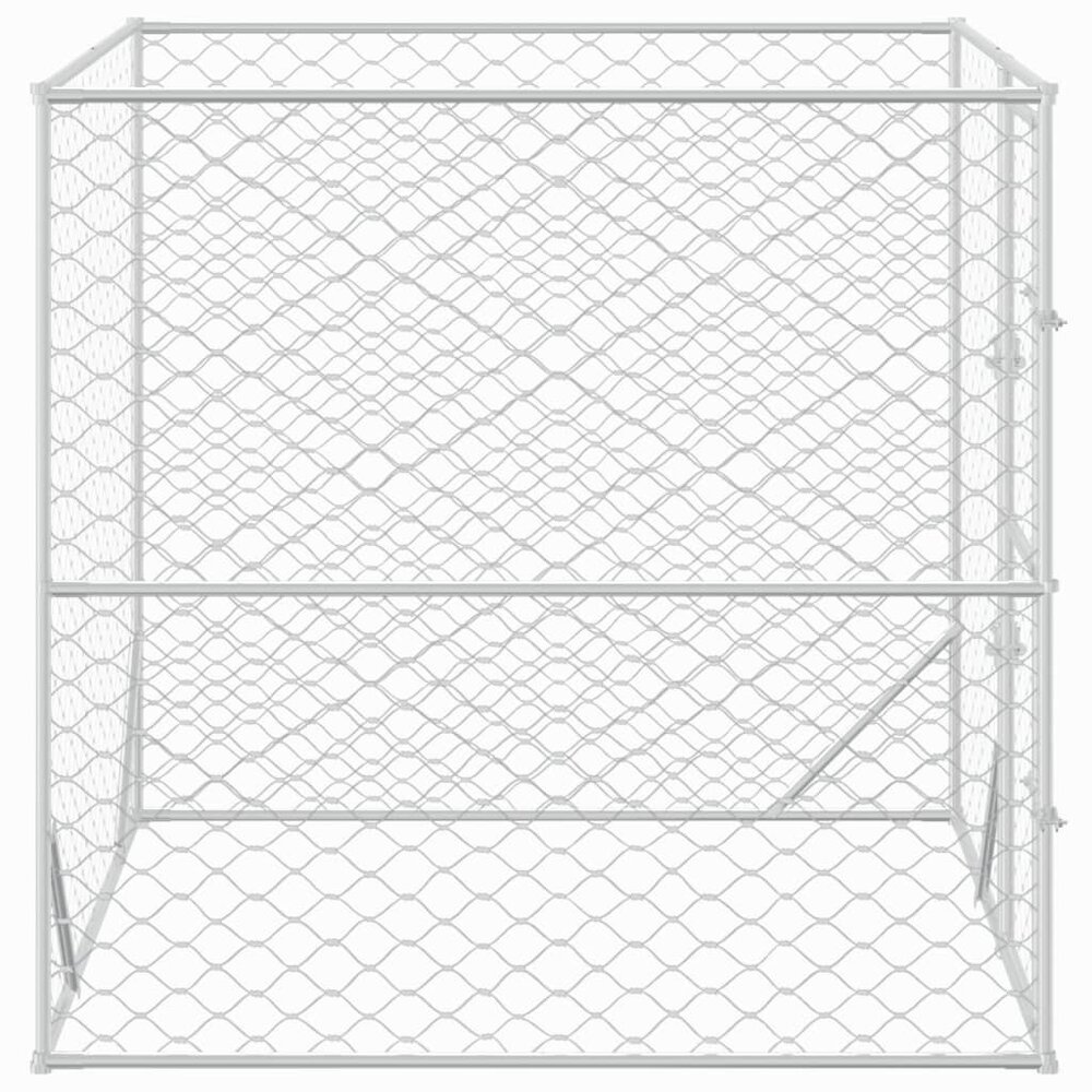 Hondenkennel voor buiten 2x2x2 m gegalvaniseerd staal zilver