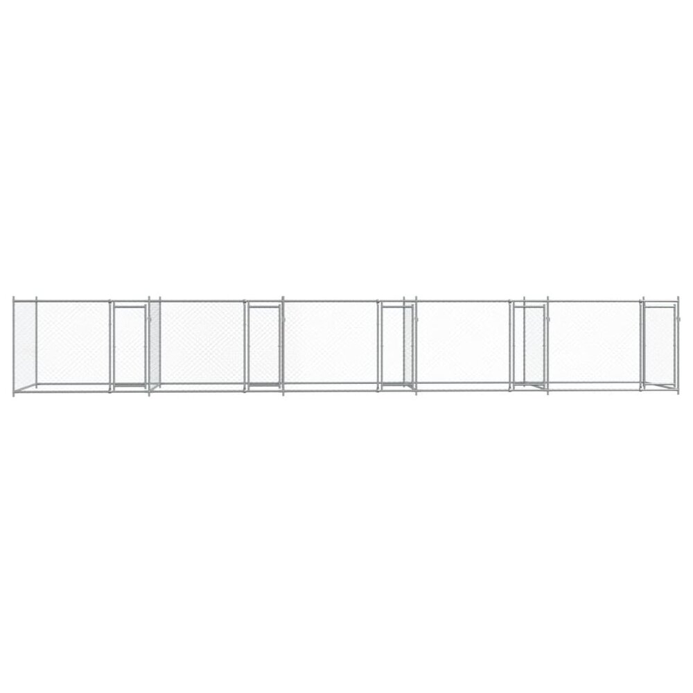 Hondenhok met deuren 10x2x1,5 m gegalvaniseerd staal grijs