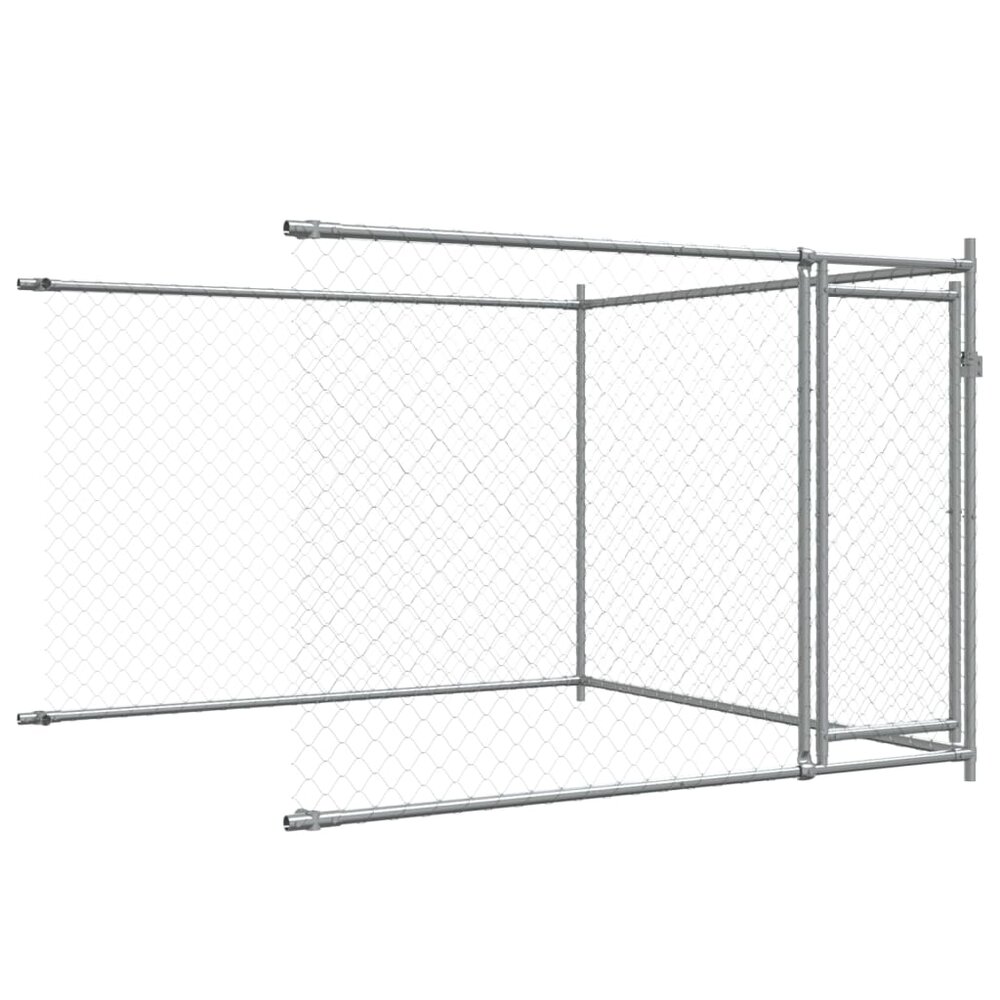 Hondenhok met deuren 10x2x1,5 m gegalvaniseerd staal grijs