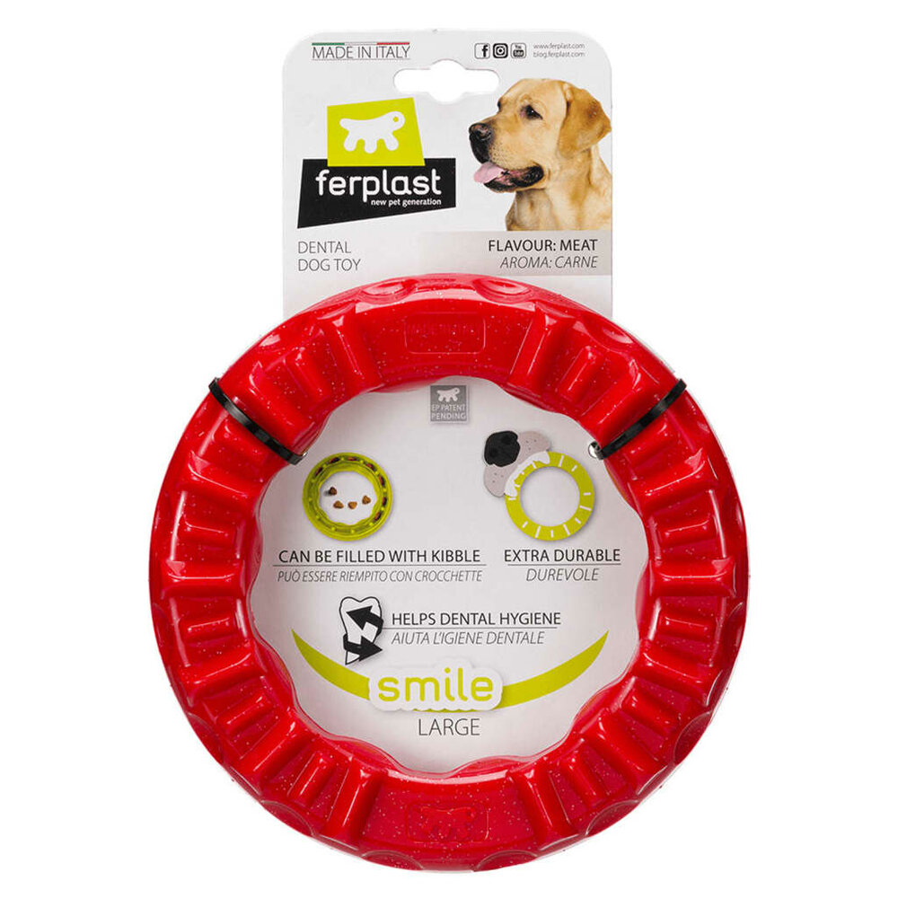 Kauwspeeltje voor honden Smile large 20x18x4 cm rood