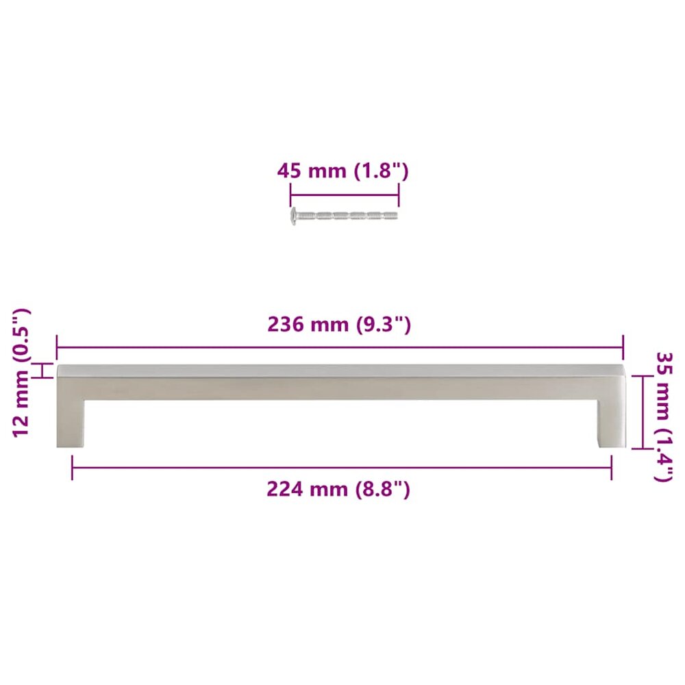 Handvatten 5 st 224 mm roestvrij staal zilverkleurig