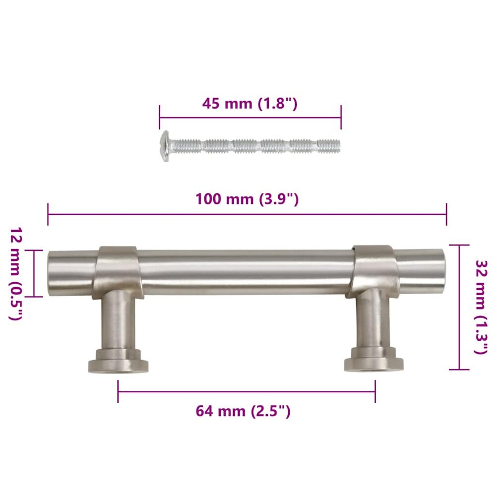 Handvatten 10 st 64 mm roestvrij staal zilverkleurig
