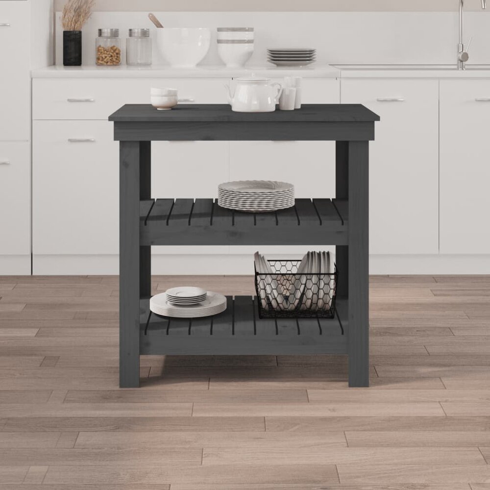 Werkbank 78,5x50x80 cm massief grenenhout grijs
