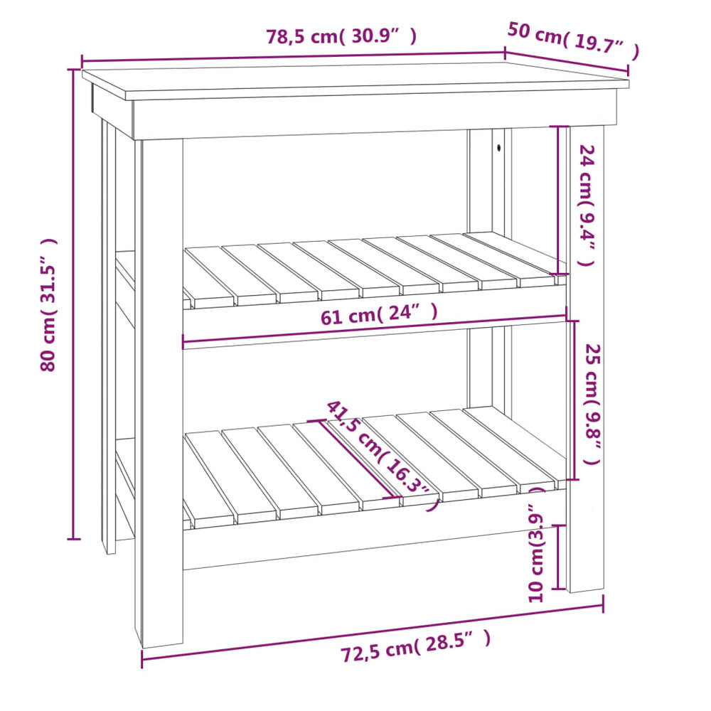 Werkbank 78,5x50x80 cm massief grenenhout grijs