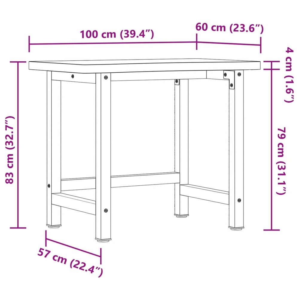 Werkbank 100x(55-60)x83 cm massief beukenhout