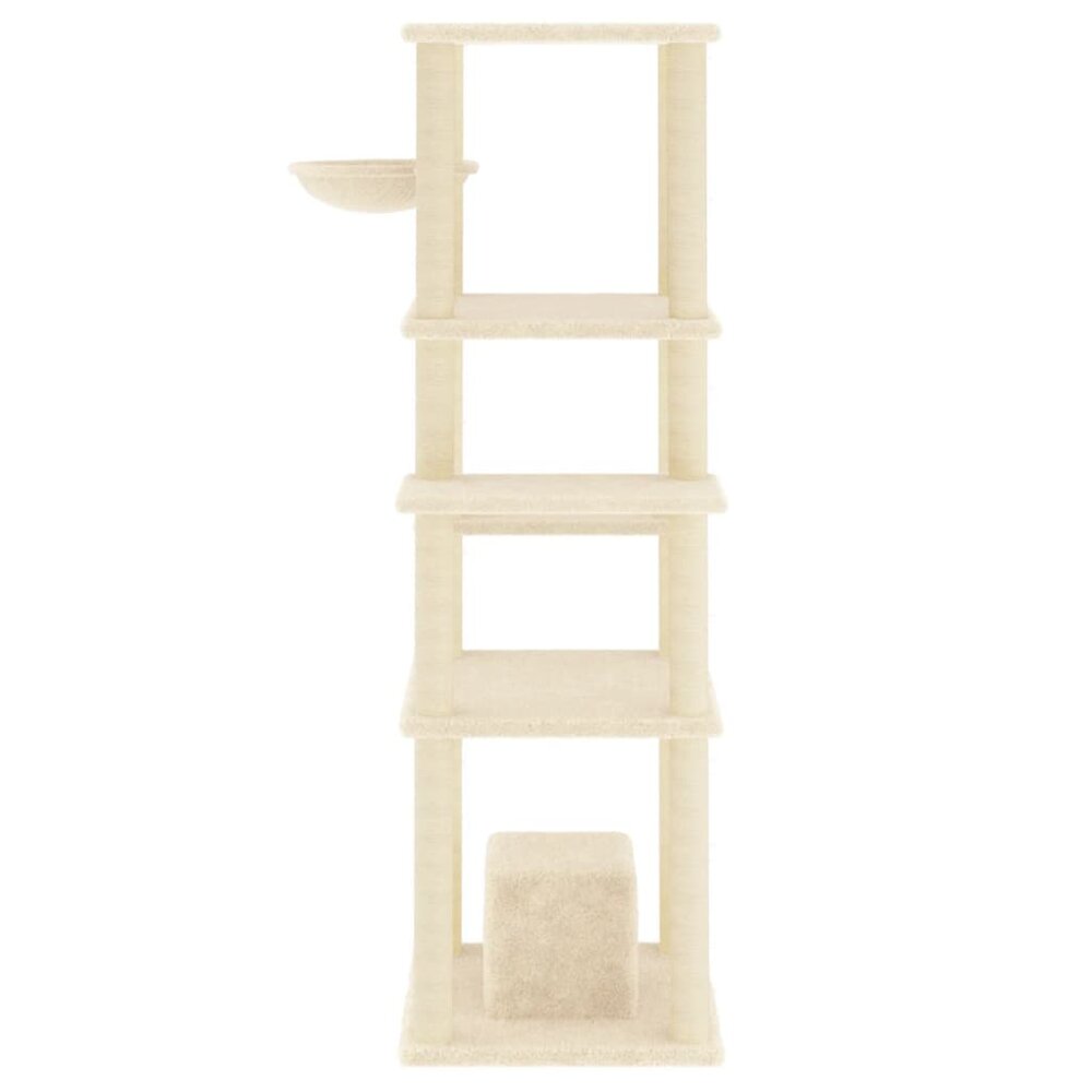 Kattenmeubel met sisal krabpalen 154 cm cr&egrave;mekleurig