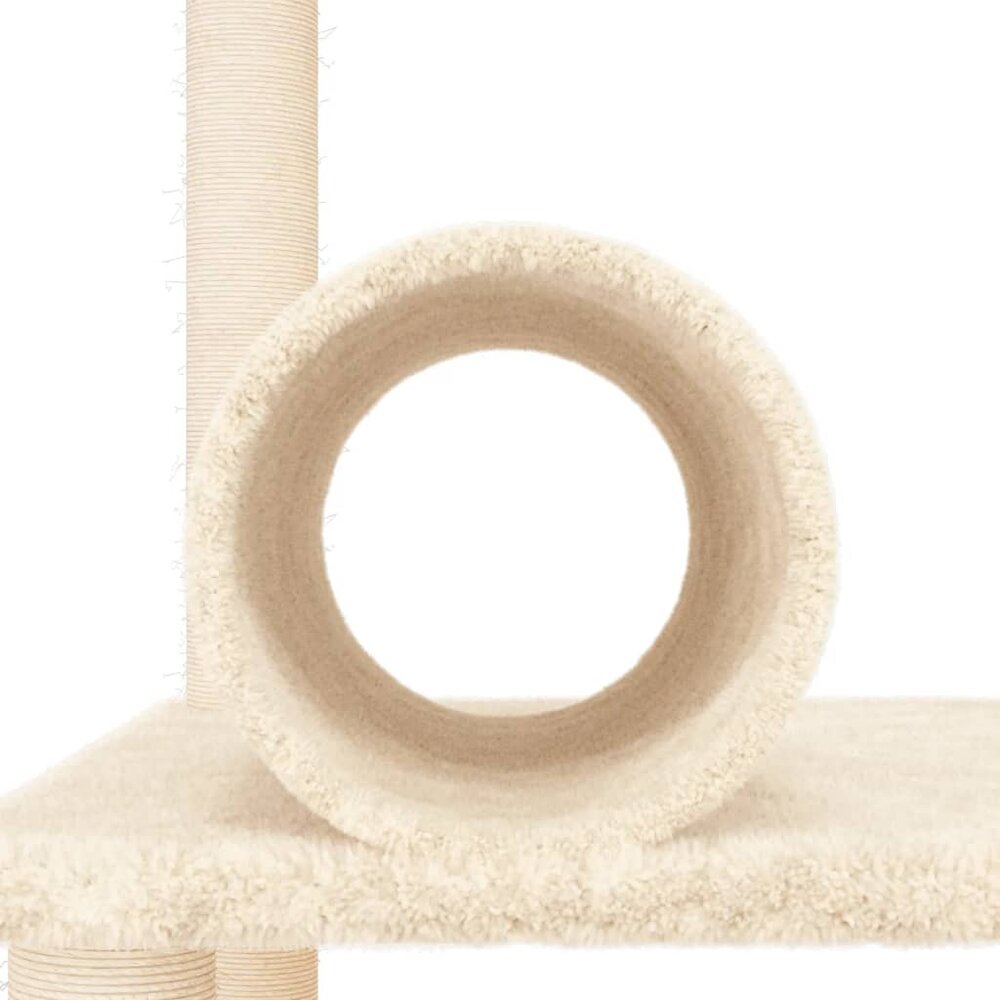 Kattenmeubel met sisal krabpalen 136 cm cr&egrave;mekleurig