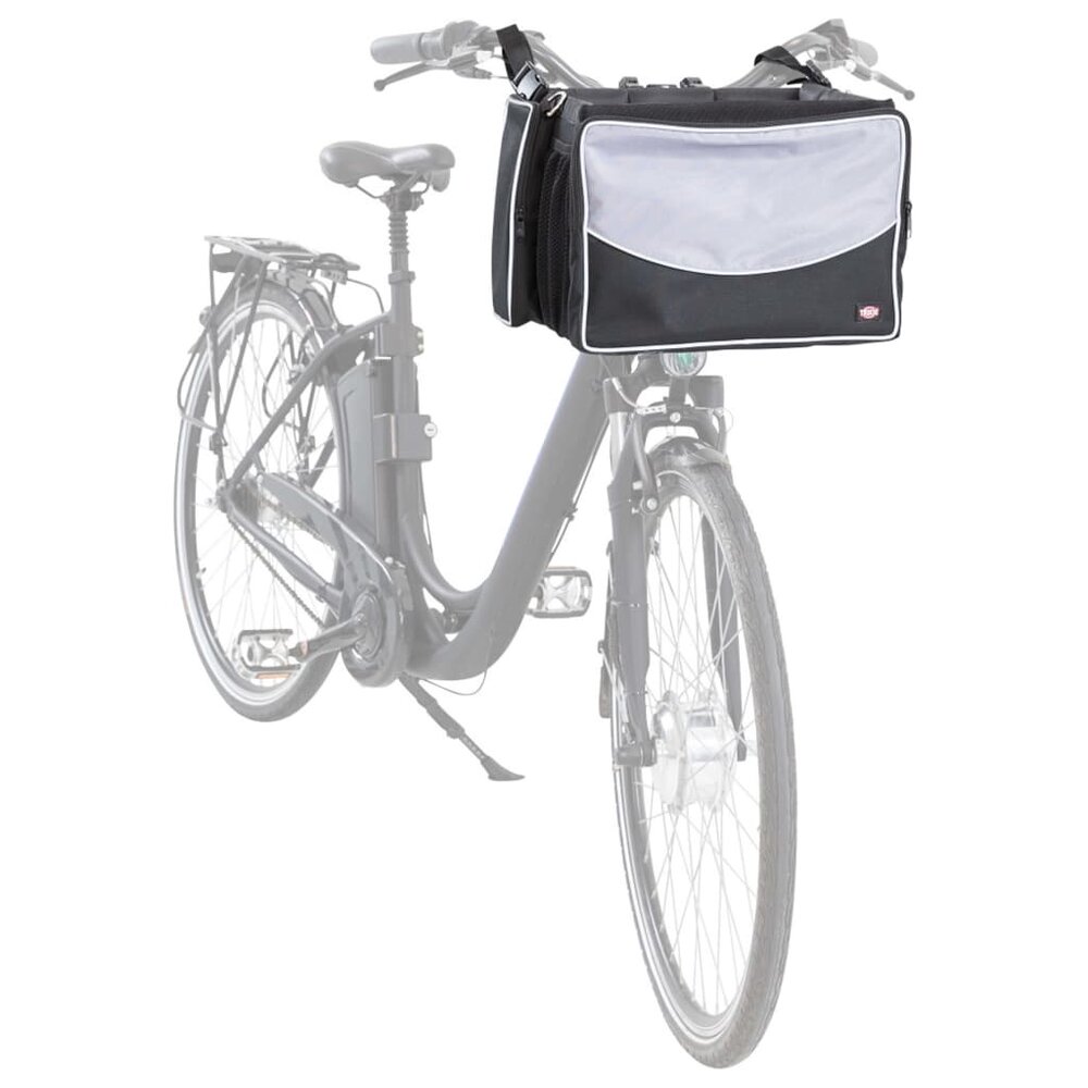 Fietsmand voor huisdieren voorop 41x26x26 cm zwart en grijs