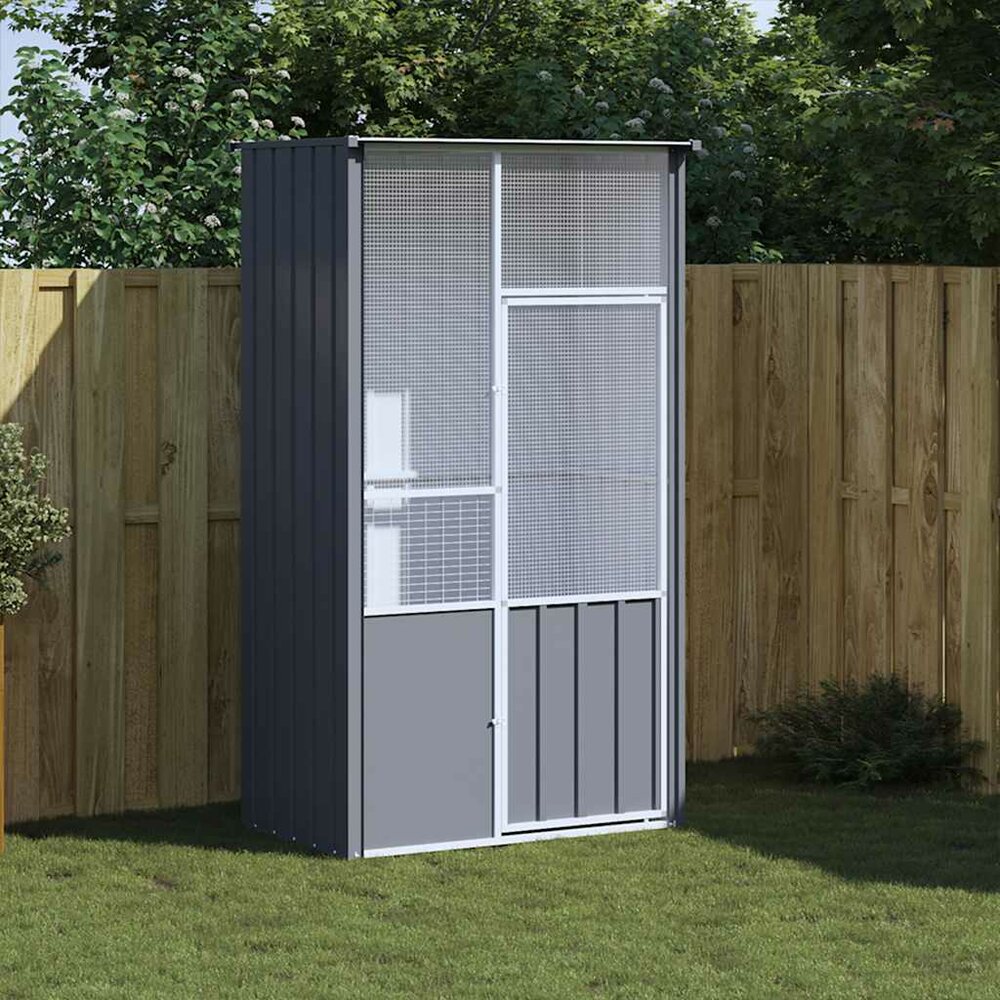 Vogelkooi 115x78x200 cm gegalvaniseerd staal antracietkleur