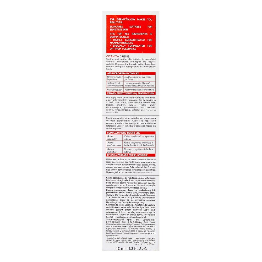 Svr Lichaam Verstevigende Cr&egrave;me Svr Cicavit+ 40 Ml