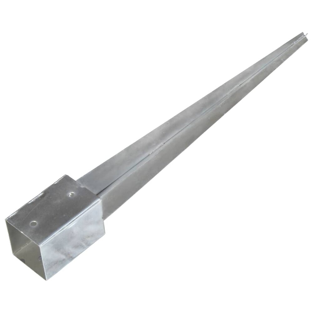 Grondpinnen 2 st 9x9x90 cm gegalvaniseerd staal zilverkleurig