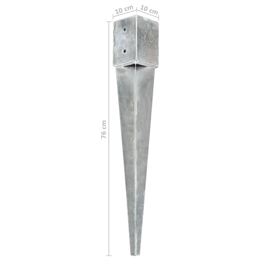 Grondpinnen 6 st 10x10x76 cm gegalvaniseerd staal zilverkleurig