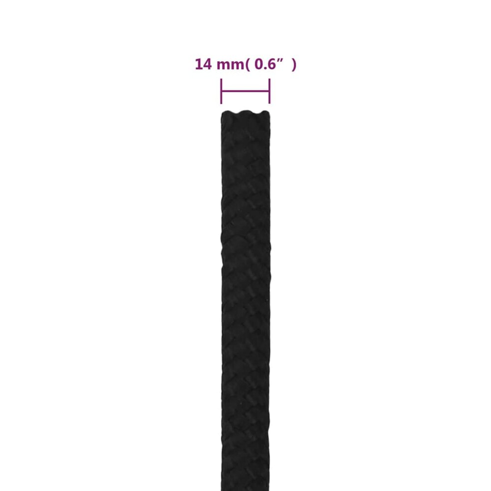 Werktouw 14 mm 250 m polyester zwart