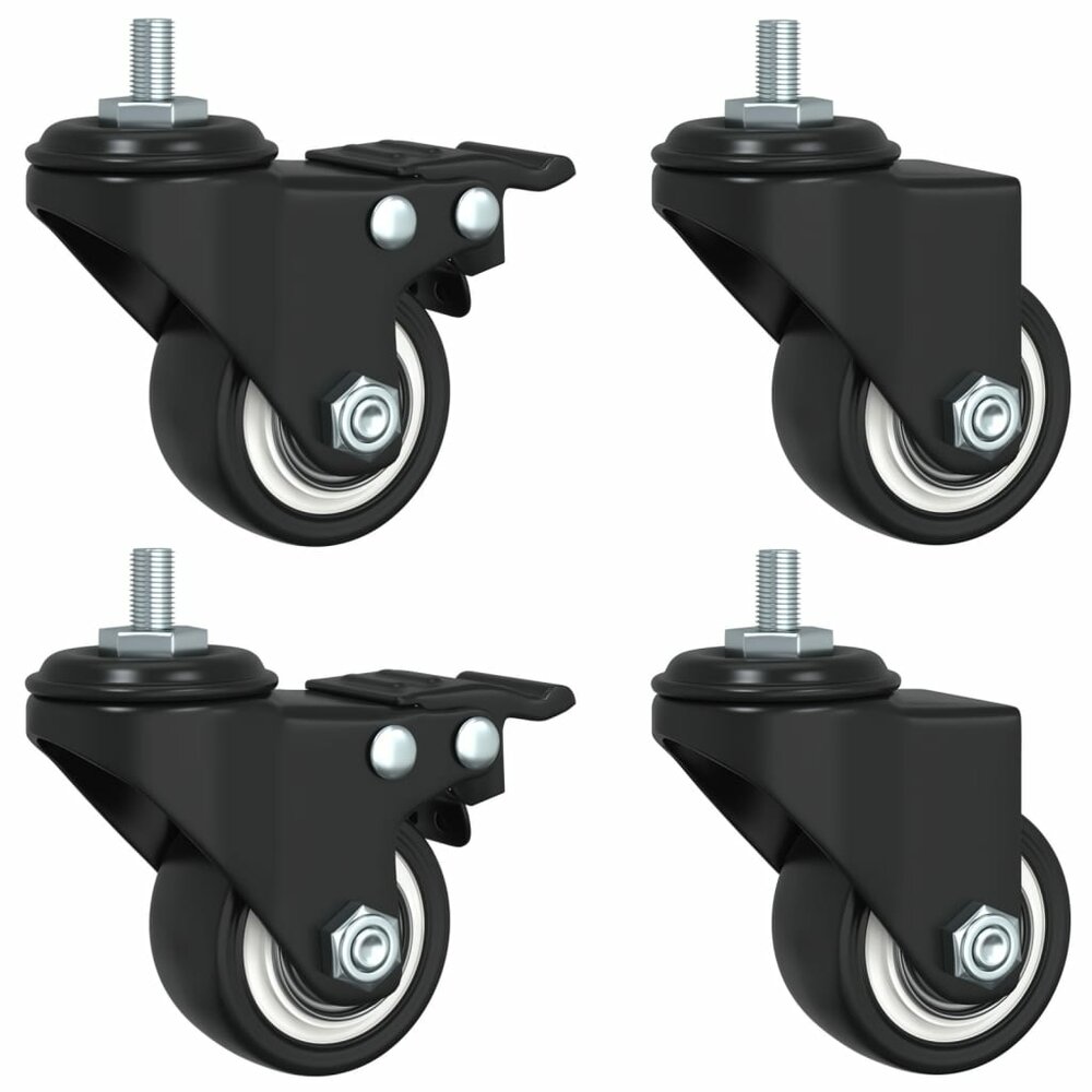 Zwenkwielen 4 stuks 35 mm ijzer zwart