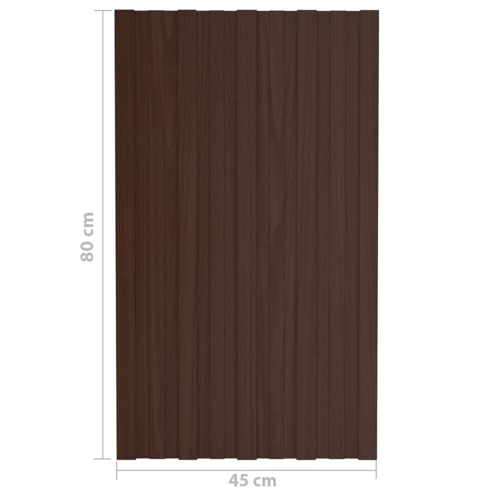 Dakpanelen 12 st 80x45 cm gegalvaniseerd staal bruin