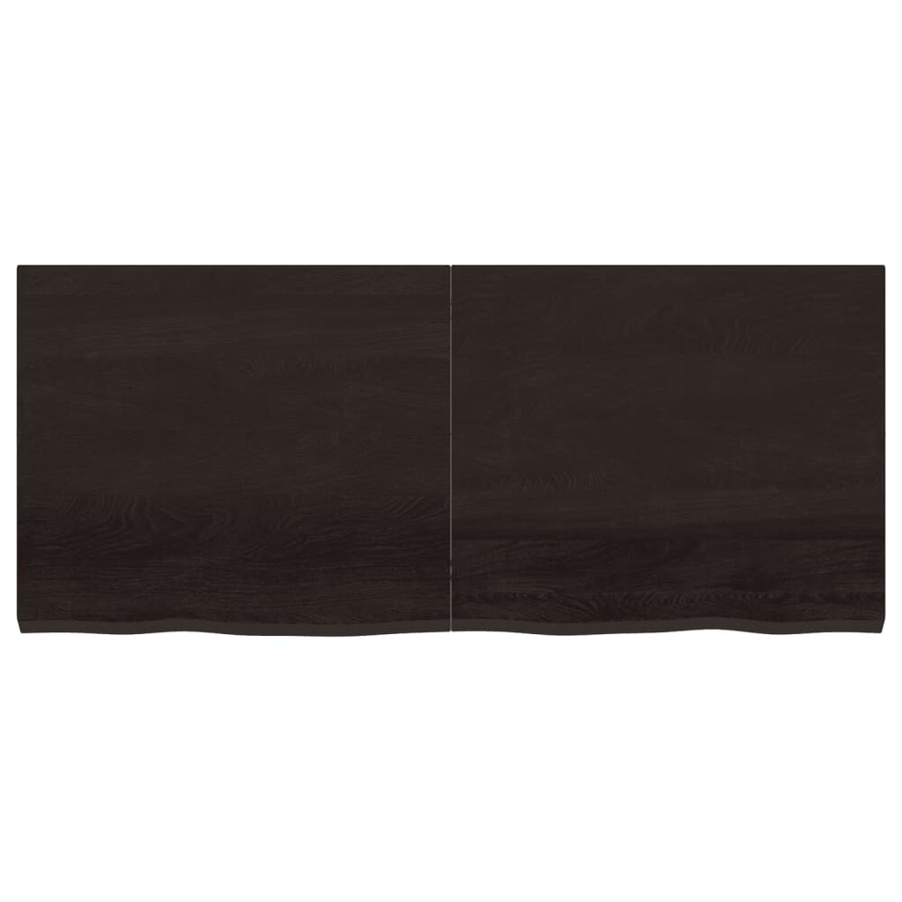 Wastafelblad 140x60x(2-4) cm behandeld massief hout donkerbruin