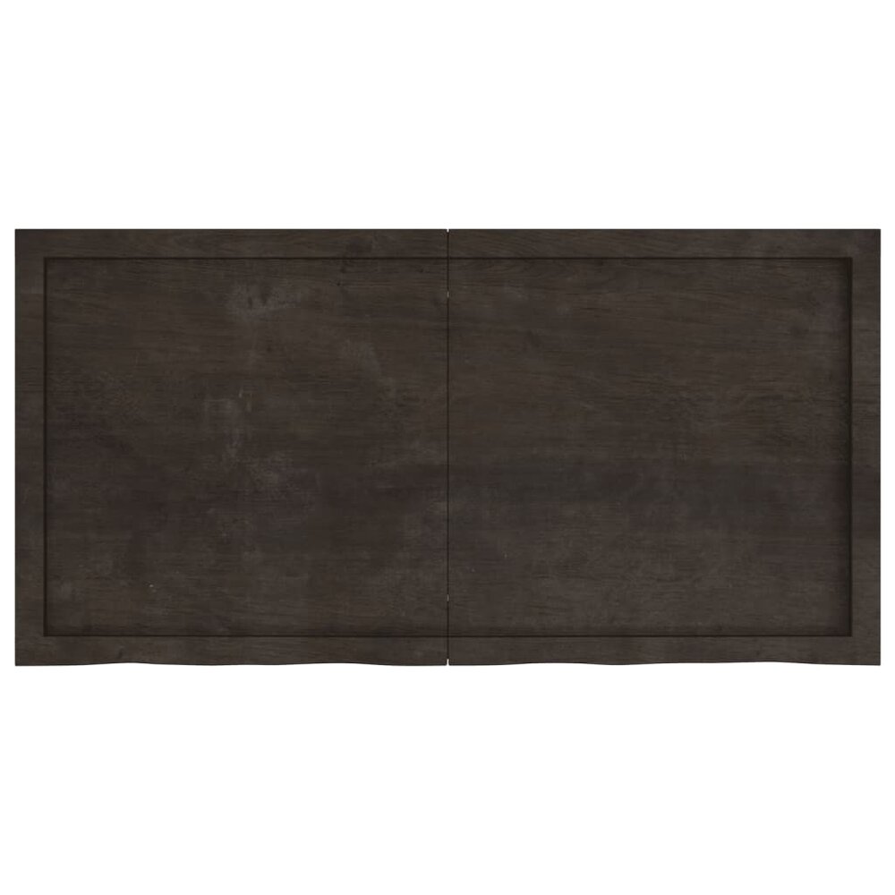 Wastafelblad 120x60x(2-4) cm behandeld massief hout donkerbruin