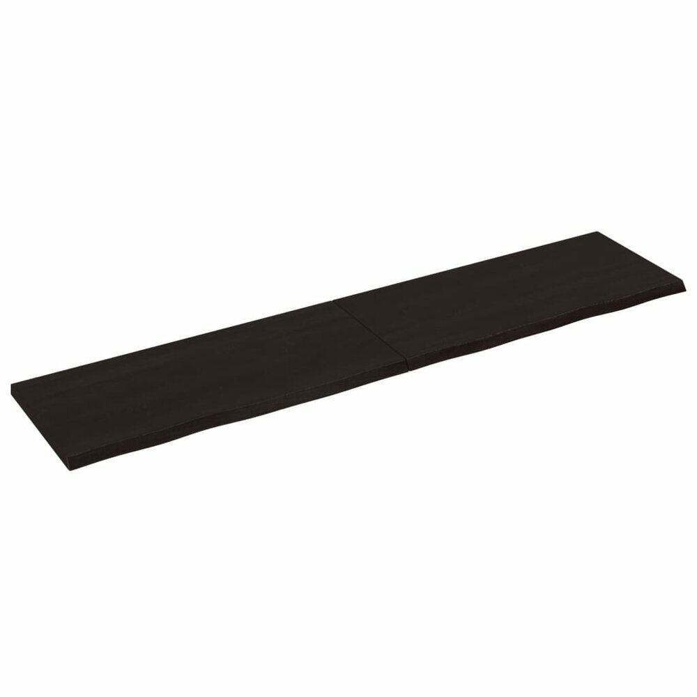 Wastafelblad 220x50x(2-4) cm behandeld massief hout donkerbruin