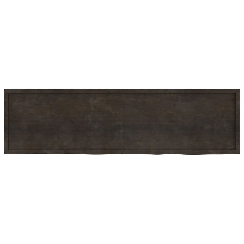 Wastafelblad 220x60x(2-6) cm behandeld massief hout donkerbruin