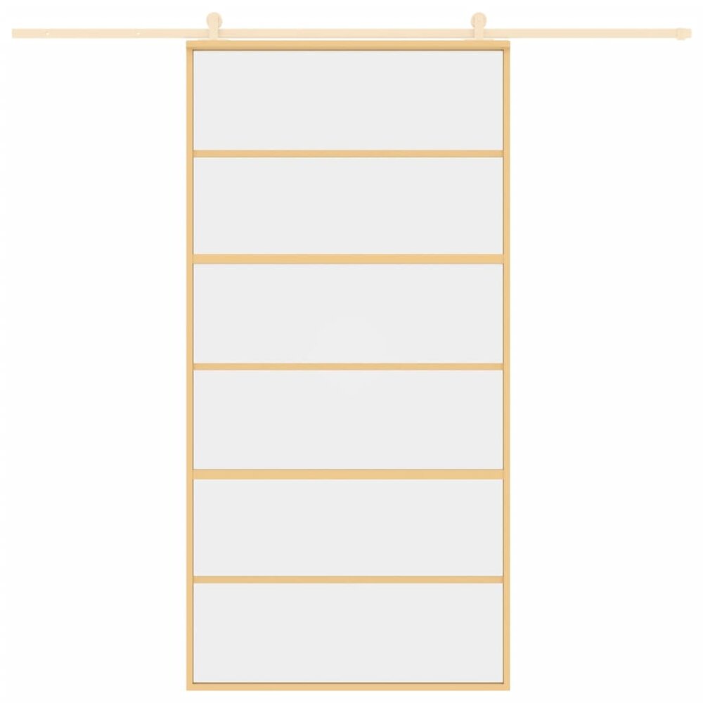 Schuifdeur 102,5x205 cm helder ESG-glas en aluminium goudkleur