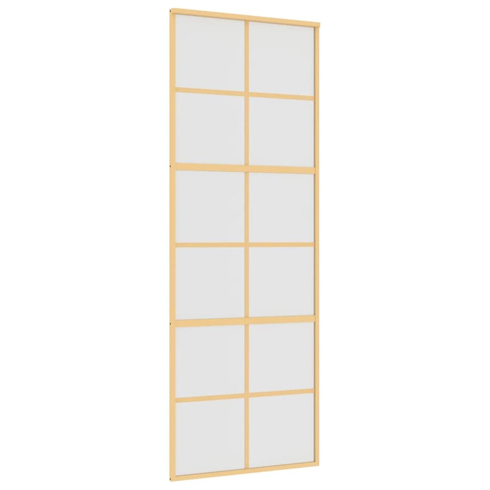 Schuifdeur 76x205 cm mat ESG-glas en aluminium goudkleurig