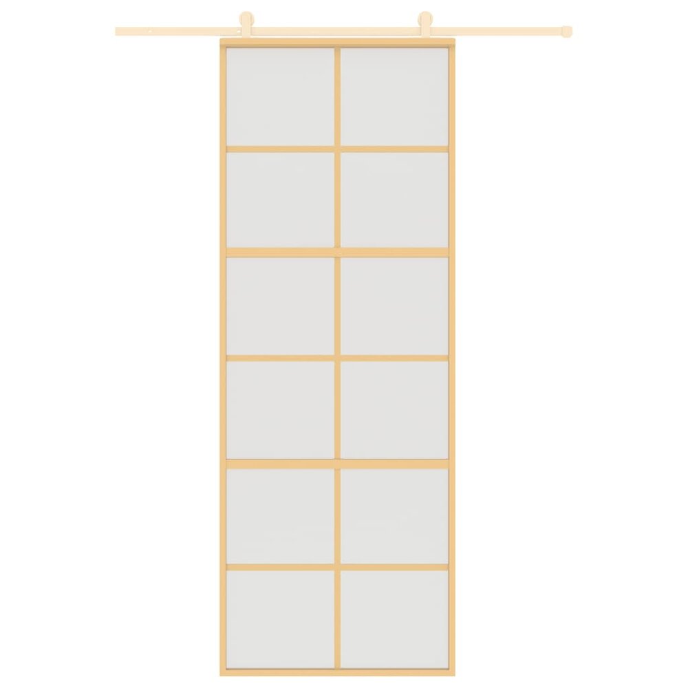 Schuifdeur 76x205 cm mat ESG-glas en aluminium goudkleurig